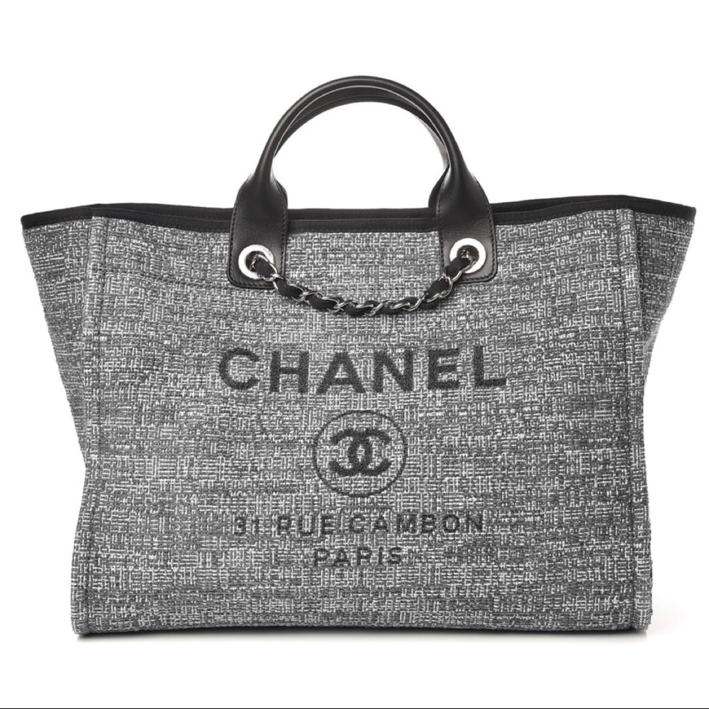 Chanel Canvas Large Deauville Charcoal Tote